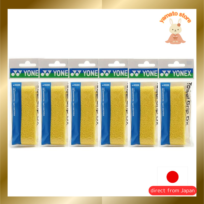 YONEX Towel Grip DX, 1 piece, set of 6, Yellow, AC402DX-004-6SET