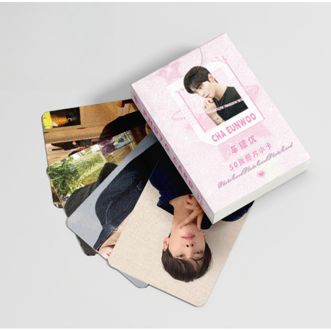 50pcs/box Cha Eun Woo Laser Hologram Photocards ENTITY Album Lomo Cards Astro Kpop Korean Actors Holographic Postcards