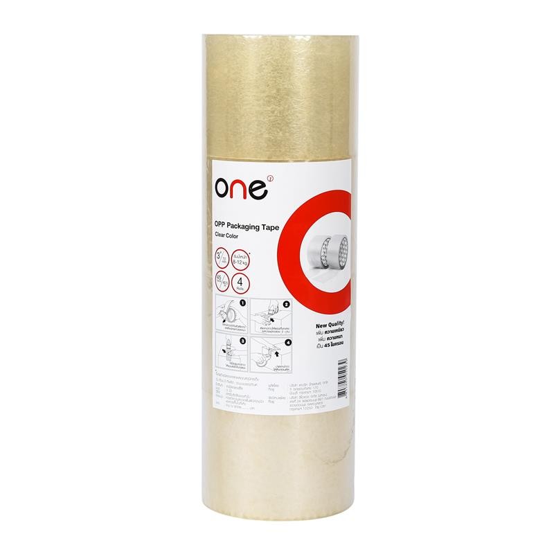 ONE เทปโอพีพี 72.มม.x45หลา (แพ็ค4ม้วน) สีใส ONE