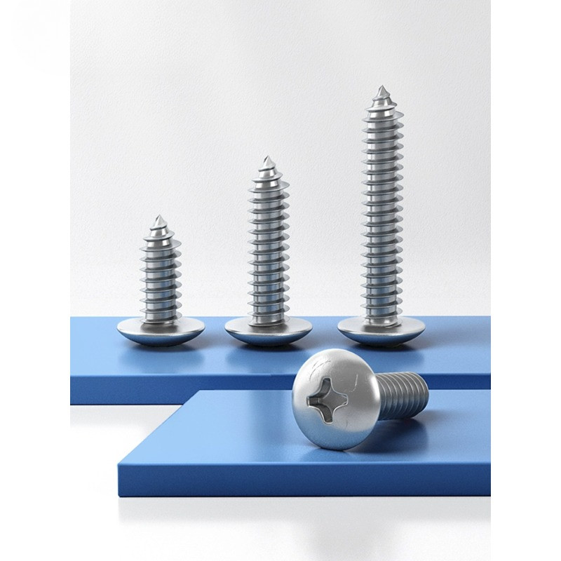 [คลังสินค้าพร้อม] 304 สแตนเลสหัวแบนขนาดใหญ่แตะตัวเอง, สกรูไม้, สกรูแตะตัวเอง M3/M3.5/M4M4.2/M5/M6 * 