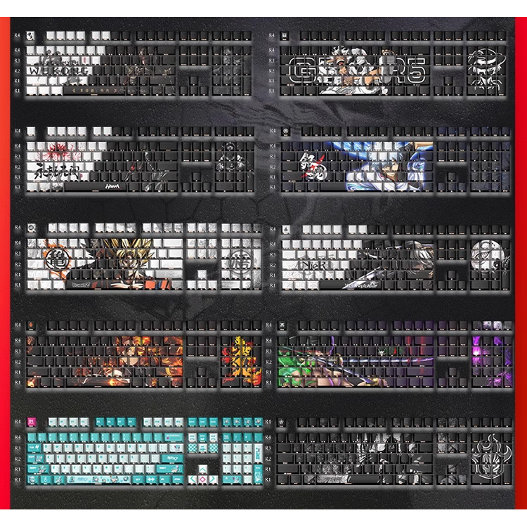Pbt ONE PIECE Luffy keycaps พิมพ์ด้านข้างอะนิเมะ Backlit keycaps โปรไฟล์เชอร์รี่ Double Shot KeyCap