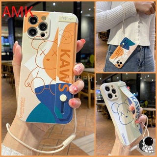 เคสโทรศัพท์มือถือแบบใส ลายหมี KAWS Morandi พร้อมสายคล้องข้อมือ สําหรับ Samsung A14 A24 A04S A03S A03 A02S A02 A10 M10 A10S A11 A12 A13 A20 A30 A20S A21S A22 A23 A53 A73 5G