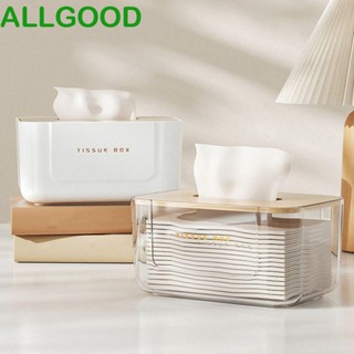 Allgoods กล่องทิชชู่พลาสติกใส ความจุขนาดใหญ่ พร้อมฝาปิดไม้ไผ่ สําหรับห้องครัว