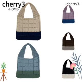 Cherry3 กระเป๋าถือ กระเป๋าสะพายไหล่ ผ้าถัก แฮนด์เมด ฉลุลาย ขนาดใหญ่ จุของได้เยอะ แฟชั่นสําหรับสตรี