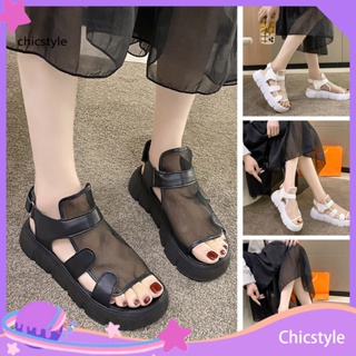 Chicstyle รองเท้าแตะแพลตฟอร์ม พื้นหนา เปิดนิ้วเท้า กันลื่น ระบายอากาศ สไตล์โรมัน เหมาะกับเดินชายหาด สําหรับผู้หญิง 1 คู่