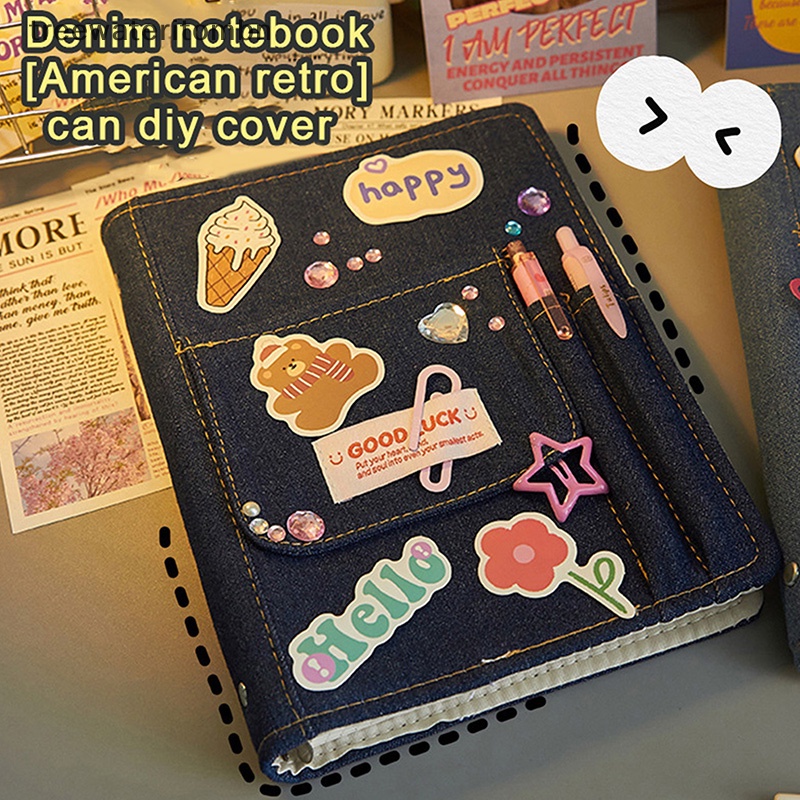 Tt Creative Denim Notebooks Binder Hand Ledger ไดอารี่กระเป๋าสาวโน้ตบุ๊คเครื่องเขียนจัดเก็บเกาหลีโรงเรียนอุปกรณ์ mbn