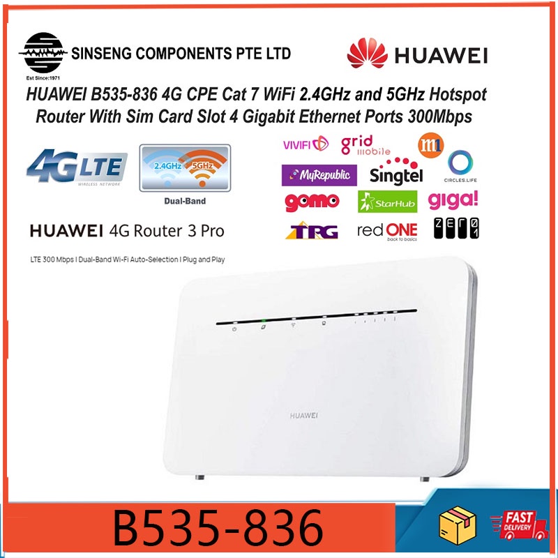 เราเตอร์ซิมการ์ด Huawei B535-836 Dual-Band 4G/5G CPE WiFi 2.4GHz & 5GHz พร้อมพอร์ตอีเธอร์เน็ต 4 กิกะ