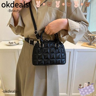 Okdeals กระเป๋าสะพายไหล่ลําลอง หนัง PU ลายสก๊อต จุของได้เยอะ แบบพกพา สําหรับสตรี