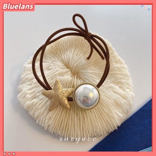 {bluelans} ยางรัดผมหางม้า แบบยืดหยุ่น สไตล์เกาหลี พร้อมซองหนัง เครื่องประดับผม สําหรับผู้หญิง