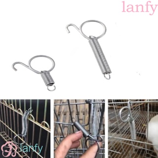 Lanfy กรงสปริงตะขอล็อก โลหะ สีเงิน ติดตั้งง่าย สําหรับสัตว์เลี้ยง สุนัข กระต่าย