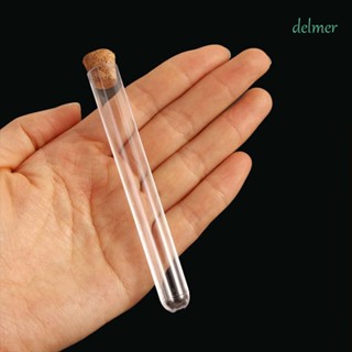 Delmer หลอดทดลองทางวิทยาศาสตร์ พลาสติกใส พร้อมจุกไม้คอร์ก สําหรับห้องปฏิบัติการเคมี