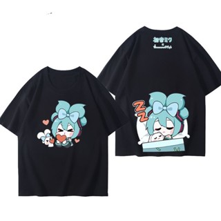 หล่อ เสื้อยืด Hatsune Miku แฟนอนิเมะชาวญี่ปุ่นต้องมีแขนสั้นสวมใส่สบาย Unisex