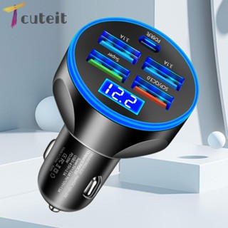 Tcuteit อะแดปเตอร์ชาร์จในรถยนต์ 20W 5 พอร์ต 5V 3.1A ชาร์จเร็ว สําหรับ iPhone Samsung