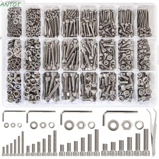 Antot ชุดสลักเกลียวเมตริก สเตนเลส 304 M2 M3 M4 M5 8 มม.-25 มม. 1570 ชิ้น