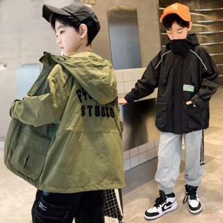 【Boy Hoodie】เสื้อแจ็กเก็ต เสื้อคาร์ดิแกน กันลม แบบบาง ลําลอง แฟชั่นฤดูใบไม้ร่วง สําหรับเด็กผู้ชาย (4-15 ปี)