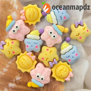 Oceanmapdz สติกเกอร์เรซิ่น ลายการ์ตูนปลา ดวงอาทิตย์ ดาว 3D ขนาดเล็ก หลากสี สําหรับติดตกแต่งแก้วน้ํา DIY 10 ชิ้น