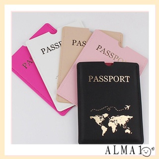 Alma ปกหนังสือเดินทาง ปกหนัง PU กันน้ํา บัตรเครดิต เอกสาร แฟชั่น ซองใส่หนังสือเดินทาง เดินทาง