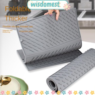 Wisdomest แผ่นซิลิโคนรองแก้วกาแฟ กันลื่น ทนความร้อน แบบพกพา 24 นิ้ว x 16 นิ้ว สีเทา