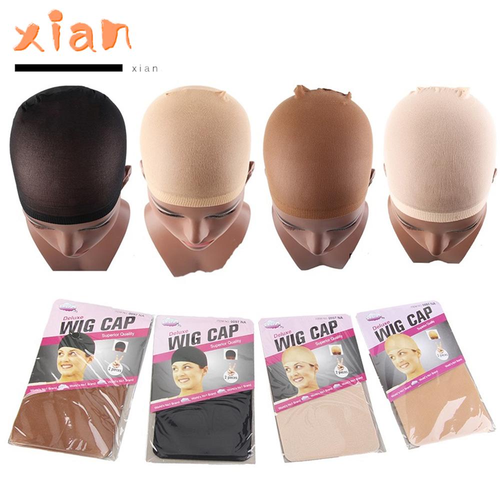Xianen 2 ชิ้น / แพ็ค หมวกวิกผม ยืดหยุ่น ไนลอน ลําลอง คอสเพลย์ ปาร์ตี้