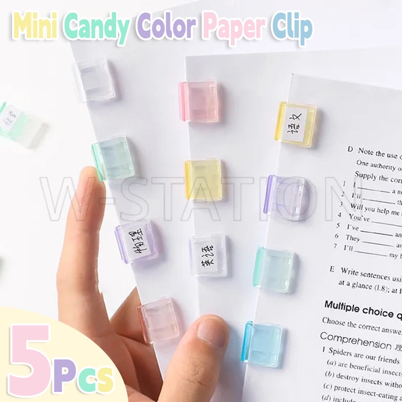 คลิปหนีบกระดาษ ขนาดเล็ก สีแคนดี้ 5 ชิ้น / ลวดเย็บกระดาษ พลาสติกใส / ที่คั่นหนังสือ เอกสาร ที่คั่นหน้า ที่ใส่กระดาษ แคลมป์ / อุปกรณ์เครื่องเขียน สํานักงาน โรงเรียน