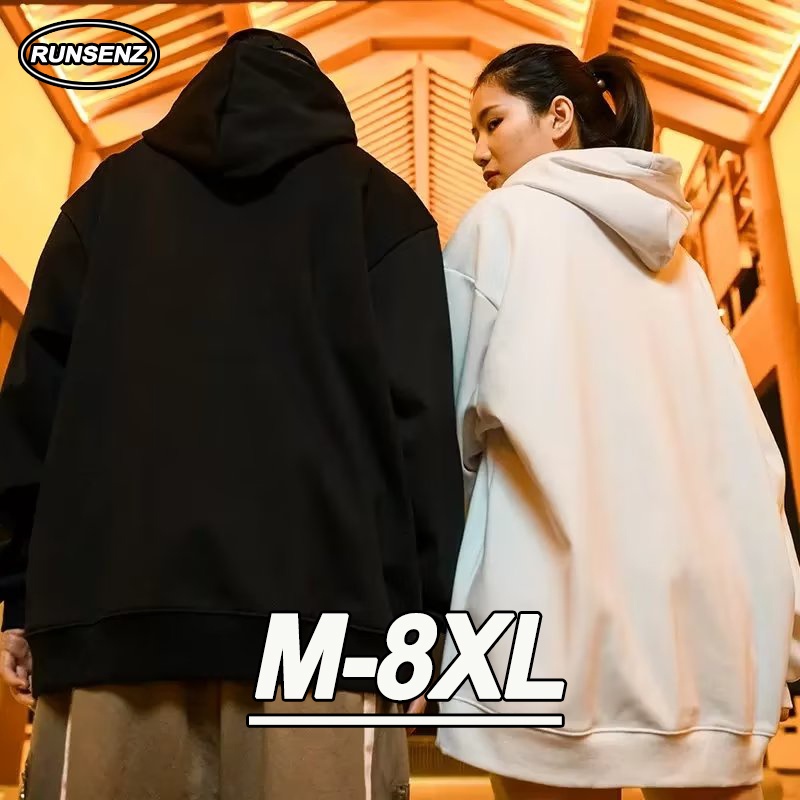 เสื้อกันหนาวลําลอง มีฮู้ด ทรงหลวม ขนาดใหญ่ สไตล์เกาหลี สําหรับผู้ชาย และผู้หญิง ไซซ์ M - 8XL