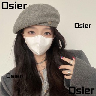 Osier1 หมวกเบเร่ต์ ผ้าวูล ให้ความอบอุ่น หรูหรา แฟชั่นฤดูหนาว สไตล์ฝรั่งเศส สําหรับผู้หญิง