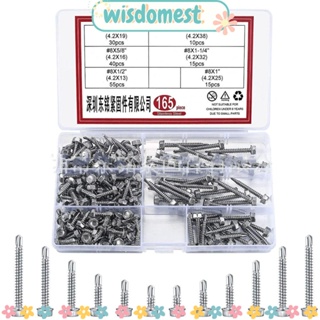 Wisdomest สกรูไม้ สเตนเลส 410 6 ขนาด #8 ชุดสกรูโลหะ สําหรับงานช่าง