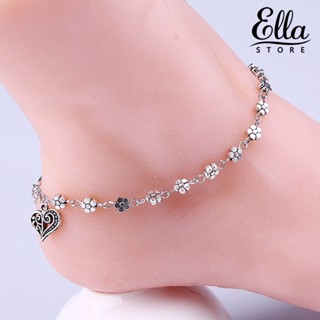 Ellastore123 วินเทจ ดอกไม้ กลวง หัวใจ เสน่ห์ สร้อยข้อเท้า ผู้หญิง รองเท้าแตะ เท้าเปล่า สร้อยข้อเท้า