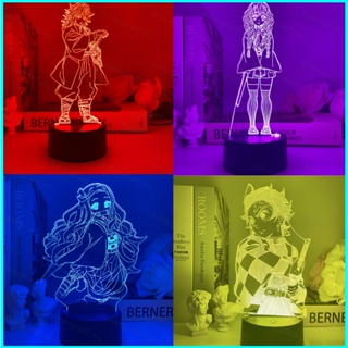 โคมไฟกลางคืน LED รูปการ์ตูนอนิเมะ Demon Slayer 3d ชาร์จ USB สําหรับตกแต่งบ้าน