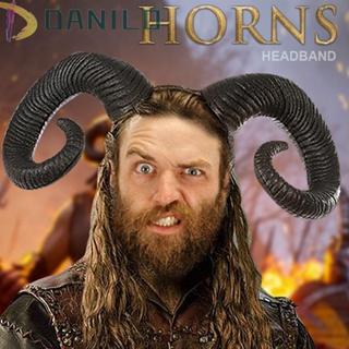 Danilo ที่คาดผม หนัง Pu ลาย Demon Horns Devil Ox Horn พร็อพการแสดงบนเวที ฮาโลวีน สําหรับผู้ชาย