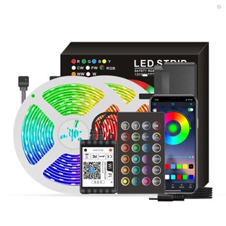 Audioworld สายไฟอัจฉริยะ Wifi LED RGB 65.6 ฟุต เทปไฟเปลี่ยนสีได้ 5050 สี พร้อมเสียง และแอพ และรีโมตคอนโทรล 24 คีย์ สําหรับตกแต่งบ้าน เทศกาลคริสต์มาส