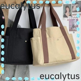 Eucalytus1 กระเป๋าผ้าแคนวาส ทรงโท้ท ขนาดใหญ่ จุของได้เยอะ สําหรับใส่แล็ปท็อป ทํางาน นักเรียน