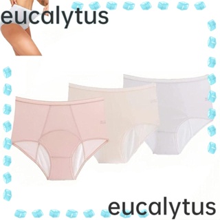 Eucalytus1 กางเกงชั้นใน ผ้าฝ้าย เอวสูง ระบายอากาศ ยืดหยุ่นสูง กันรั่ว สําหรับผู้หญิง