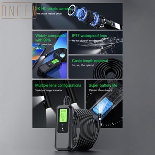 【ONCEMOREAGAIN】5 Million HD Industrial Pipe Endoscope 8mm Dual Lens WIFI Handle Endoscope IP67