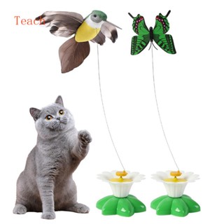 ของเล่นนกบินไฟฟ้า แบบโต้ตอบ สําหรับแมว 360° ของเล่นแมวไฟฟ้า หมุนได้ สําหรับแมว
