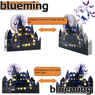 Blueming2 โคมไฟเกียร์อิเล็กทรอนิกส์ PVC รูปปราสาท เรืองแสง สําหรับตกแต่งเค้กฮาโลวีน