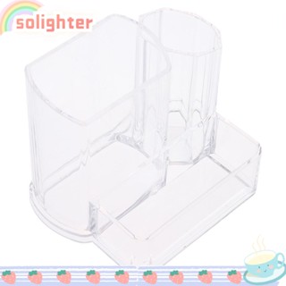 SOLIGHTER กล่องใส่ปากกาอะคริลิค อเนกประสงค์ 3 ช่อง