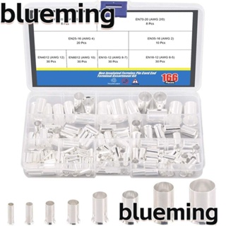 Blueming2 ชุดปลอกโลหะ ชุบเงิน AWG 12 10 8 6 4 2 1 2/0 พร้อมกล่องเก็บ 8 ขนาด 166 ชิ้น