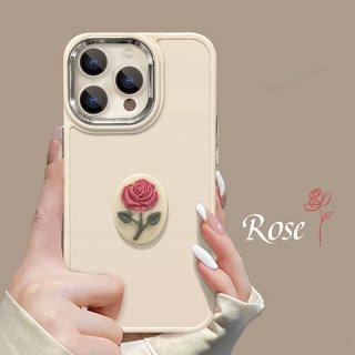 เคสซิลิโคนนิ่ม ลายดอกกุหลาบ 3D กันกระแทก สําหรับ iPhone 11 12 13 14 15 Pro MAX Plus 11Pro X XR XS MAX 7 8 Plus SE 2020 2022