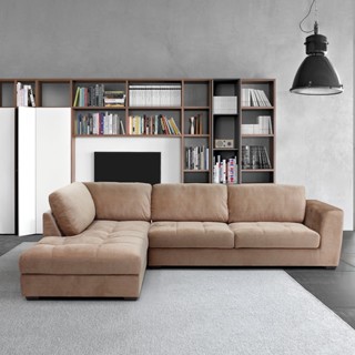 [กทม. 3-5 วัน ส่ง] Koncept furniture โซฟาเข้ามุมซ้าย รุ่น Lassie สีน้ำตาลอ่อน (300x178x80 ซม.)