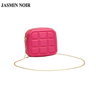 Jasmin NOIR กระเป๋าสะพายข้าง หนัง PU ลายสก๊อต แต่งสายโซ่ ขนาดเล็ก เรียบง่าย สําหรับผู้หญิง