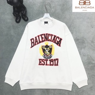 Balenciaga เสื้อกันหนาวลําลอง คอกลม พิมพ์ลาย ทรงหลวม ใส่สบาย แฟชั่นสําหรับผู้ชาย ของแท้ 100%