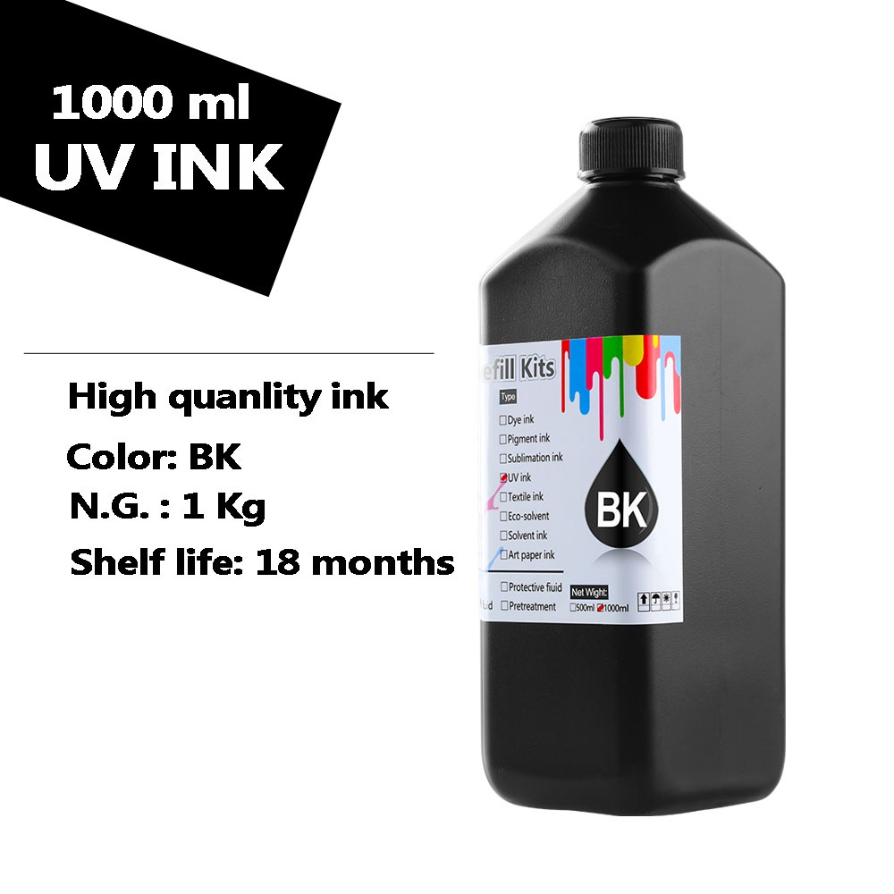 1000ml / bottle Led UV ink For Epson DX5 DX6 DX7 DX9 DX10 XP300 XP600 TX800 WF5110 WF7610 L800 L805 