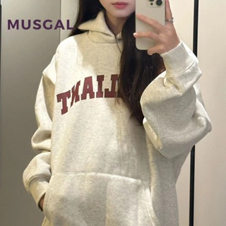 เสื้อฮู้ดดี้ลําลอง พิมพ์ลาย MUSGAL ทรงหลวม เซ็กซี่ สไตล์มินิมอล แฟชั่นสําหรับสตรี 2023