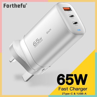 ★ Forthefu ★  แท่นชาร์จ USB C 65W 3 พอร์ต 2Type-C +1 USB-A PD 65W GaN ชาร์จเร็ว แบบพกพา สําหรับโน้ตบุ๊ก โทรศัพท์ Ipad หูฟัง นาฬิกา