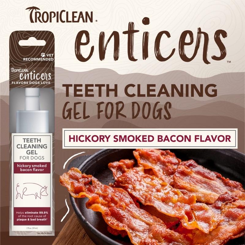 Tropiclean Enticers Teeth Cleaning Gel for Dogs Hickory Smoked Bacon 2Oz. เจลทำความสะอาดฟันสำหรับสุนัข