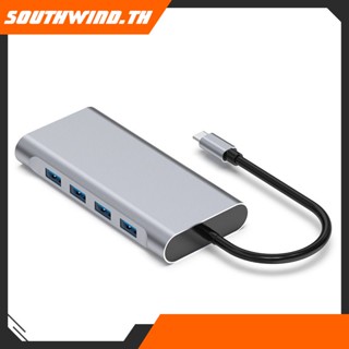 ร้อน! 11in1 USBC HUB Adapter Docking Station สำหรับ MacBook HP Lenovo Fast CHARGING ข้อมูล HDMI VGA RJ45 PD SILVER