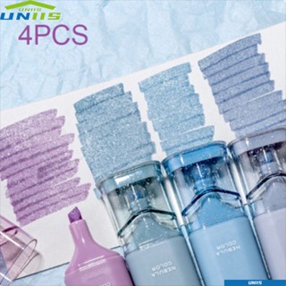 Uniis ปากกามาร์กเกอร์ ไฮไลท์กลิตเตอร์ สีพาสเทล 4 สี ต่อชุด สําหรับสํานักงาน