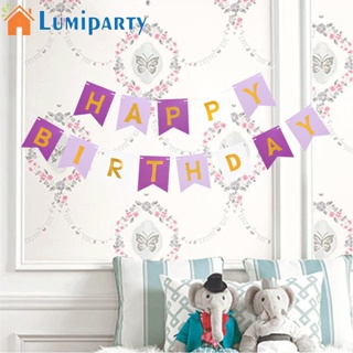 Lumiparty ธงแบนเนอร์กระดาษ ลาย Happy Birthday คละสี สําหรับตกแต่งปาร์ตี้วันเกิดเด็ก 1 ชุด