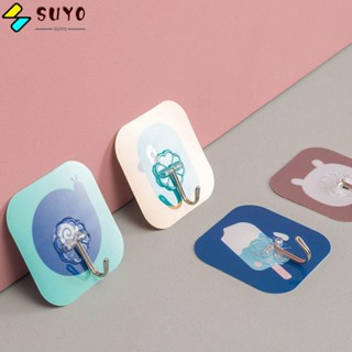 Suyo ชั้นวางของ แบบตะขอ ไม่ทิ้งรอย อเนกประสงค์ ลายการ์ตูน สุ่มสี สําหรับห้องครัว ห้องน้ํา 1 ชิ้น